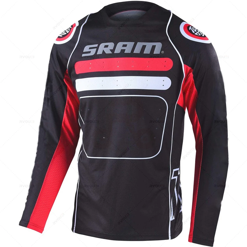 Mountain Biking New Jersey - Sram เสื้อเจอร์ซีย์นักปั่นสําหรับผู้ชาย, แขนยาว, วิบาก, MTB, จักรยานเสือภูเขาดาวน์ฮิลล์,